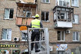 Impact of Russian overnight attack in Shevchenkivskyi district of Kyiv